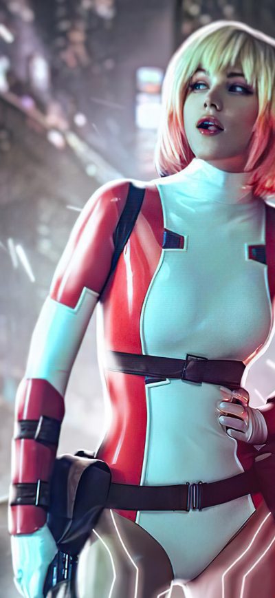 Fond d'écran iPhone Cyber Cool Girl With Gun And Car 4k