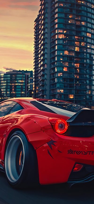 Fond d'écran iPhone Ferrari 458 City 4k