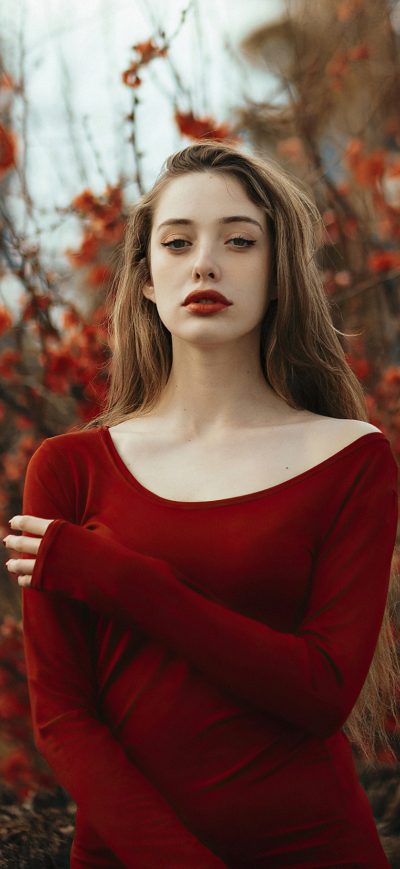 Fond d'écran iPhone Girl Red Dress 4k