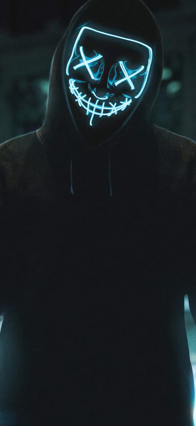 Fond d'écran iPhone Neon Mask Guy Street 4k