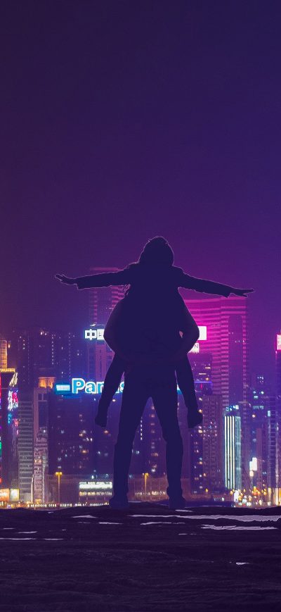 Fond d'écran iPhone Love Couple Roof City Lights