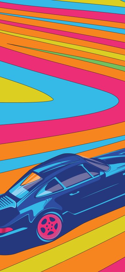 Fond d'écran iPhone Psychedelic Porsche 8k
