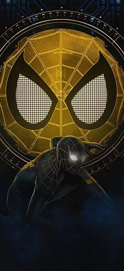 Fond d'écran iPhone Spider Man No Way Home Gold Black Suit 5k