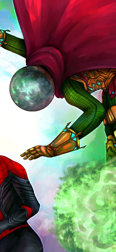 Fond d'écran iPhone Spiderman Vs Mysterio 4k