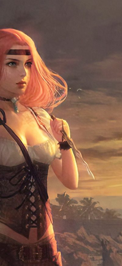 Fond d'écran iPhone Warrior Girl With Knife Painting