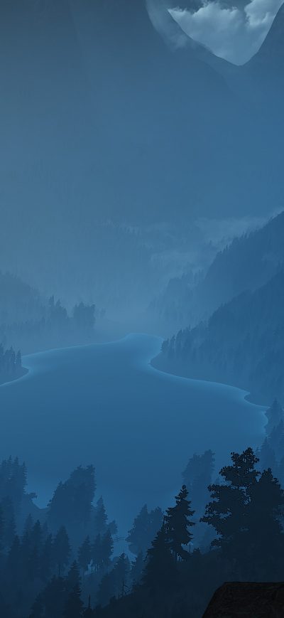 Fond d'écran iPhone Foggy Lake Minimalism Landscape
