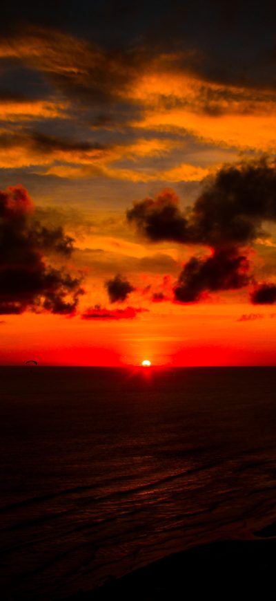 Fond d'écran iPhone Deep Red Sunset Seashore 4k