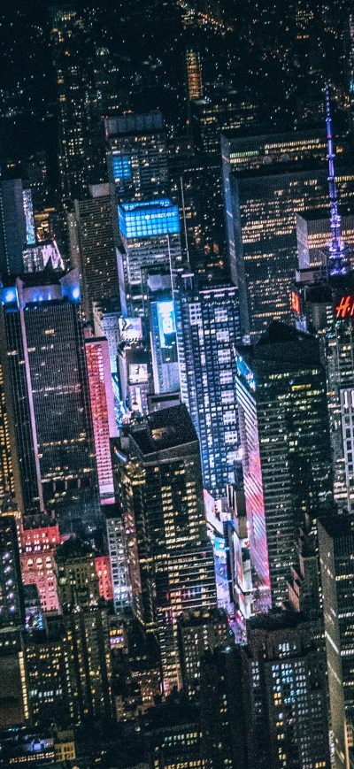 Fond d'écran iPhone New York Dark City Night Lights Buildings View From Top 5k