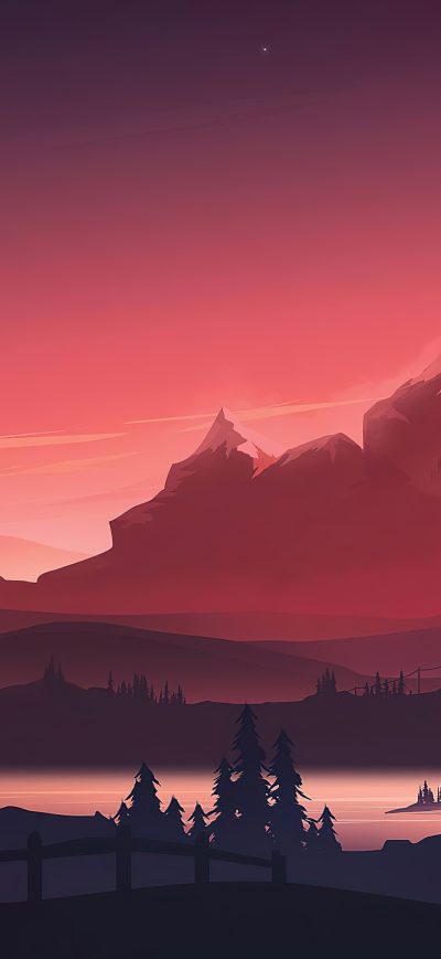 Fond d'écran iPhone Red Mountains Morning Minimal 4k