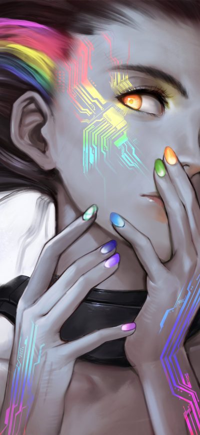 Fond d'écran iPhone Rainbow Circuit Girl