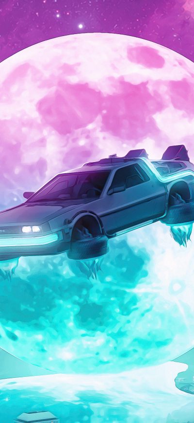 Fond d'écran iPhone Back To The Future Delorean Poster 5k