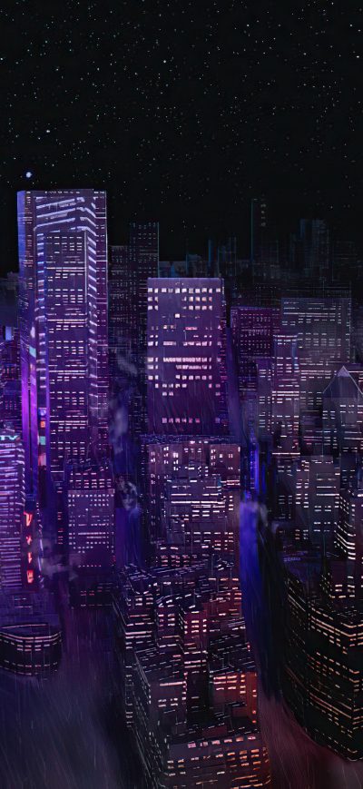 Fond d'écran iPhone Night City Buildings Minimal 4k