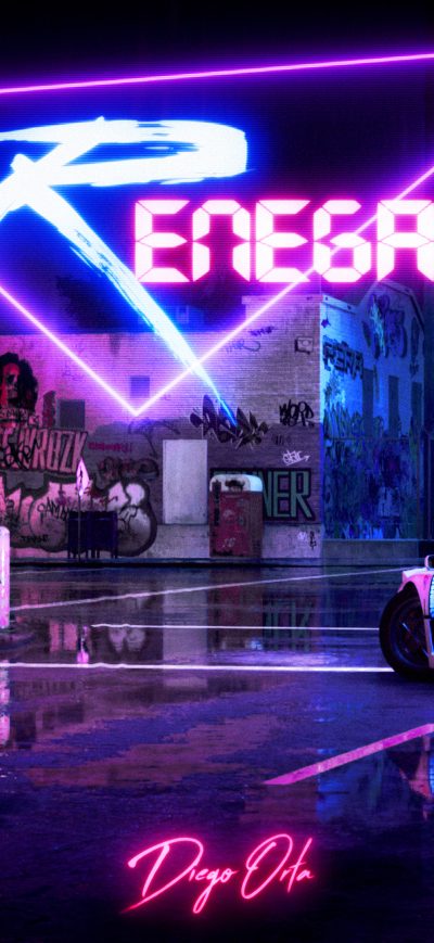 Fond d'écran iPhone Retrowave Cyberpunk Car 4k
