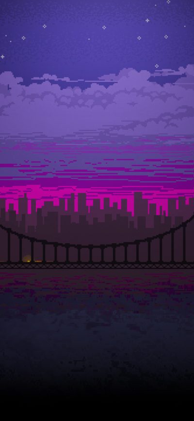 Fond d'écran iPhone Pixel Art Bridge Night