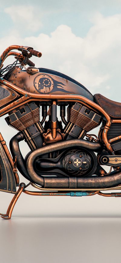 Fond d'écran iPhone Harley Davidson Night Rider Steampunk 4k