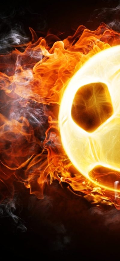 Fond d'écran iPhone Football Soccer Fire Ball 4k