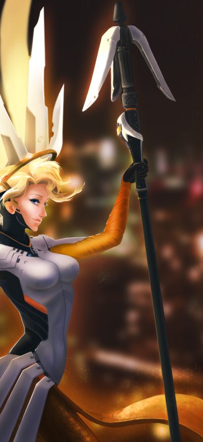 Fond d'écran iPhone Mercy Overwatch Fanart 4k