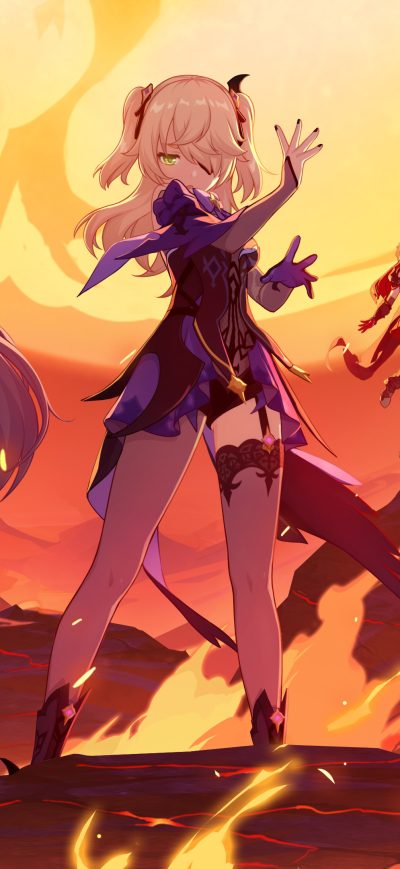 Fond d'écran iPhone Honkai Impact 3rd X Genshin Impact 4k