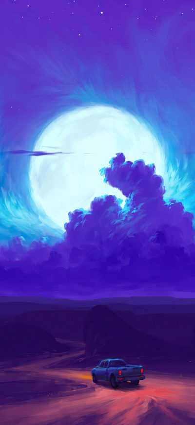 Fond d'écran iPhone Moonrise Minimal 4k