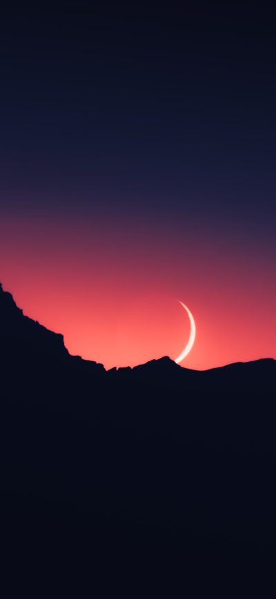 Fond d'écran iPhone Moonset Silhouette 5k