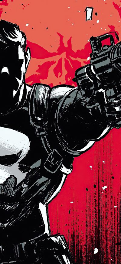Fond d'écran iPhone Punisher Red Fanart 4k