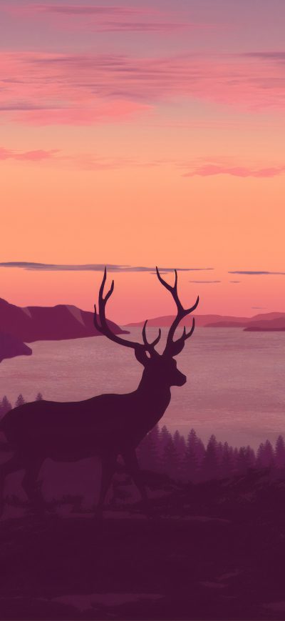 Fond d'écran iPhone Reindeer Minimalist Call Of Sunset 4k
