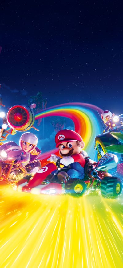 Fond d'écran iPhone The Super Mario Bros Movie Rainbow Road 15k