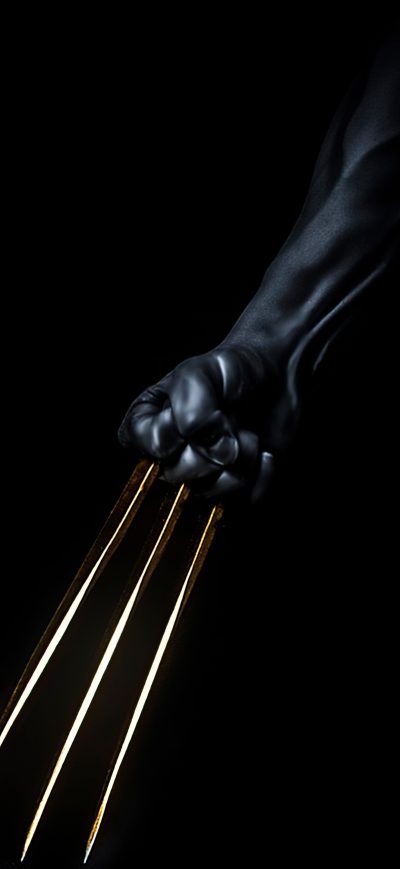 Fond d'écran iPhone Wolverine Gold Claws Dark Minimal 5k