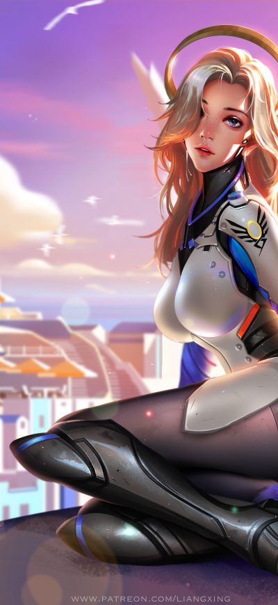 Fond d'écran iPhone Mercy Overwatch 4k 8k