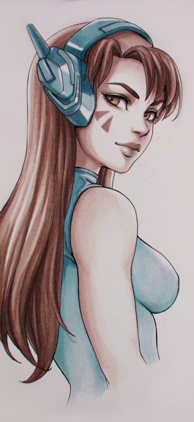 Fond d'écran iPhone Dva Overwatch Sketch Artwork