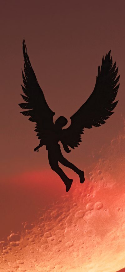 Fond d'écran iPhone Angel Boy Flying To Moon 5k