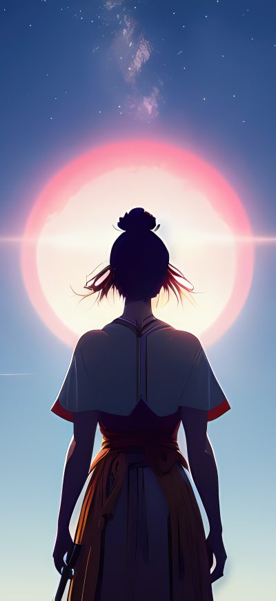 Fond d'écran iPhone Anime Leader Girl Looking At Sun 5k