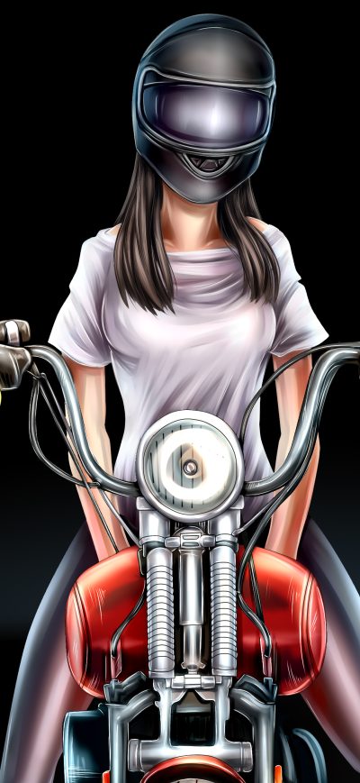 Fond d'écran iPhone Biker Girl Digital Art 4k