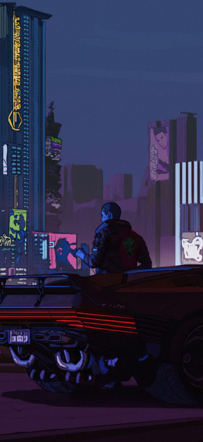 Fond d'écran iPhone Night City Boy Cyberpunk 2077 4k