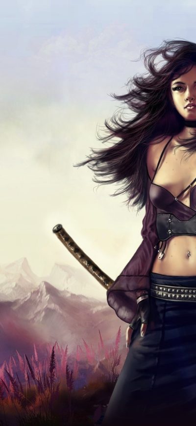 Fond d'écran iPhone Katana Warrior Girl