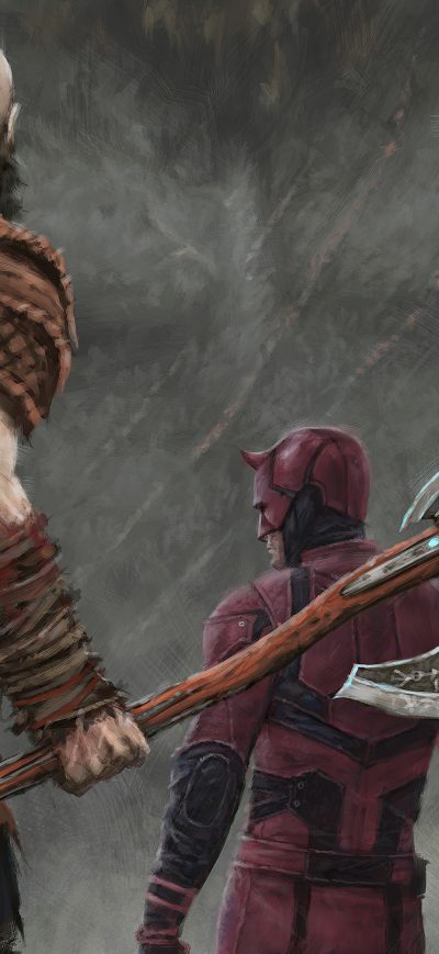 Fond d'écran iPhone Kratos Daredvil And Kong 4k