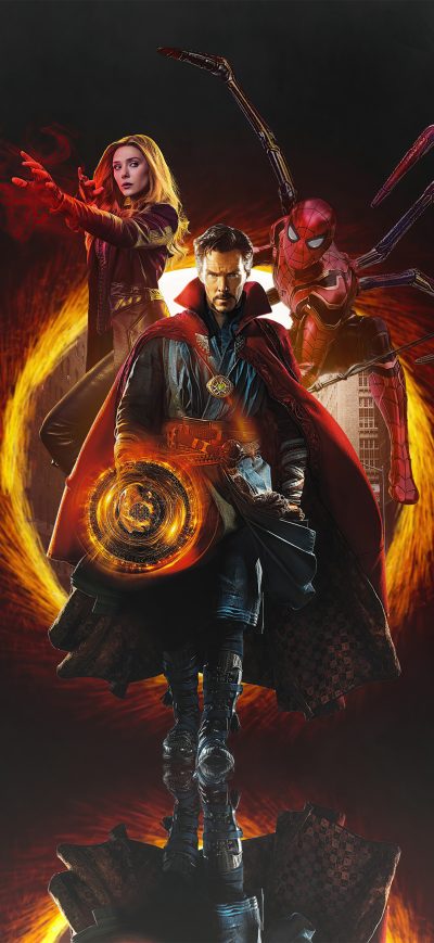 Fond d'écran iPhone Doctor Strange Wanda And Spiderman 4k