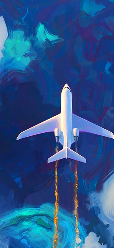 Fond d'écran iPhone Flying Plane In Clouds Artwork