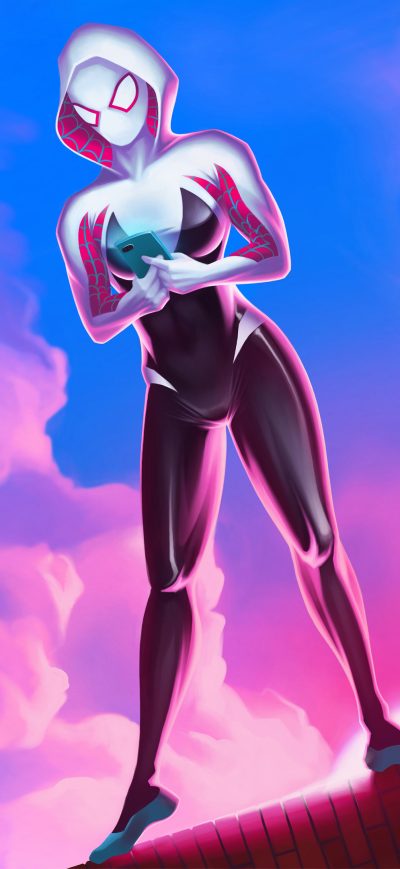Fond d'écran iPhone Spider Gwen Stacy Texting 4k