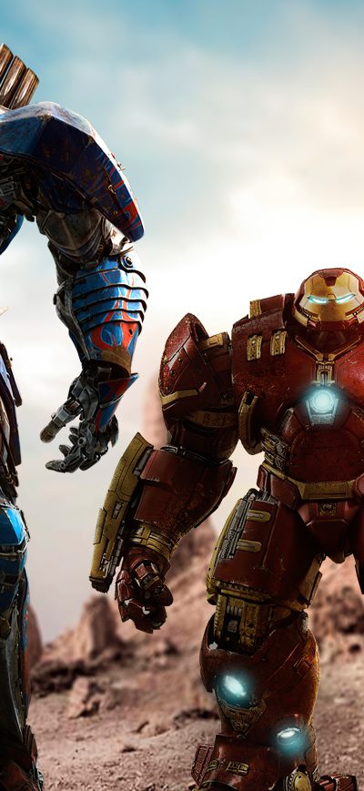 Fond d'écran iPhone Optimus Prime And Hulk Buster 4k