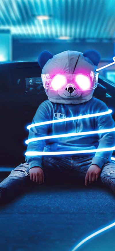 Fond d'écran iPhone Cool Panda At Gas Station Neon 4k