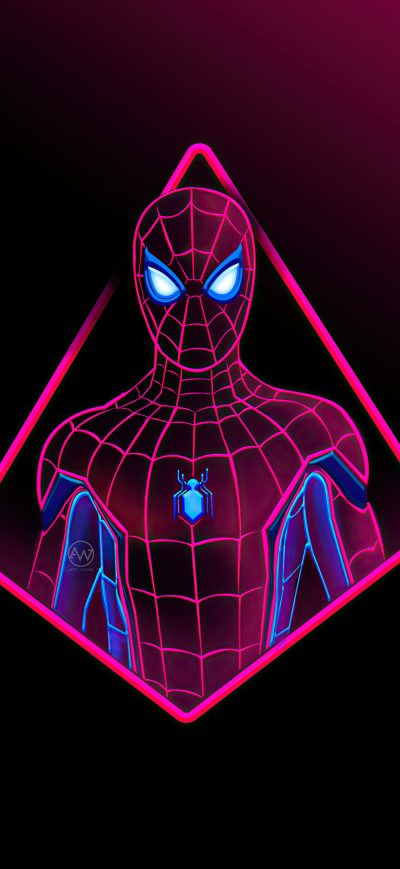 Fond d'écran iPhone Neon Spiderman 4k