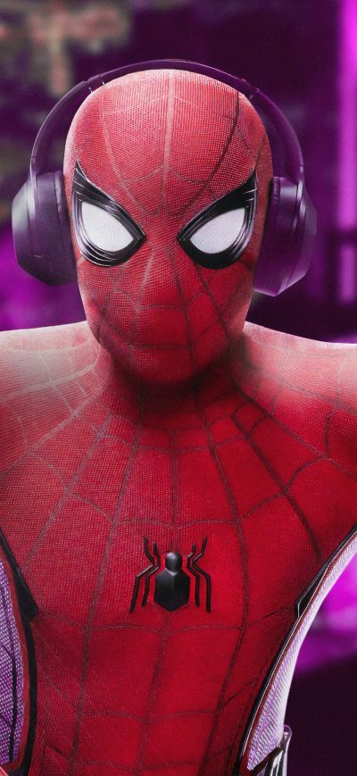 Fond d'écran iPhone Spiderman Listening Music 4k
