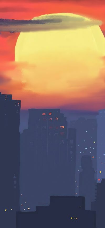 Fond d'écran iPhone Sunset Over The City 4k
