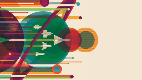 Spaceship Vector Solar System Planets Planes Sci Fi Artistic
