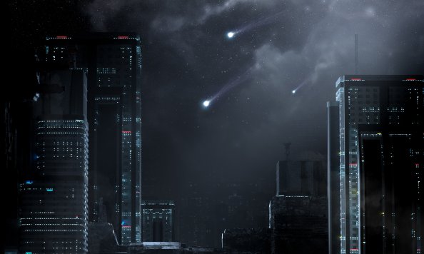 Cityscape Stars Night Artwork