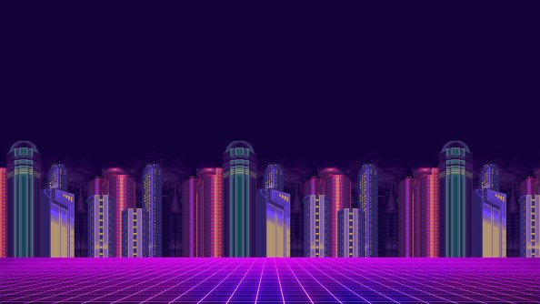 Synthwave Buildings 8 Bit