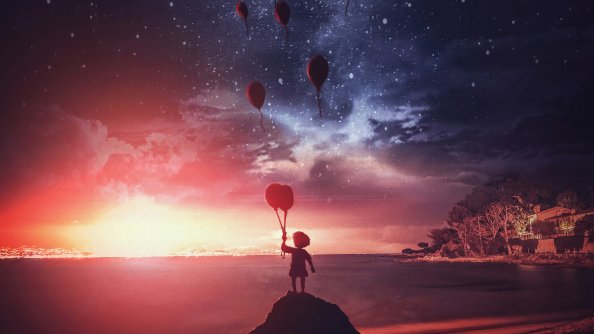Little Boy Air Balloons 4k