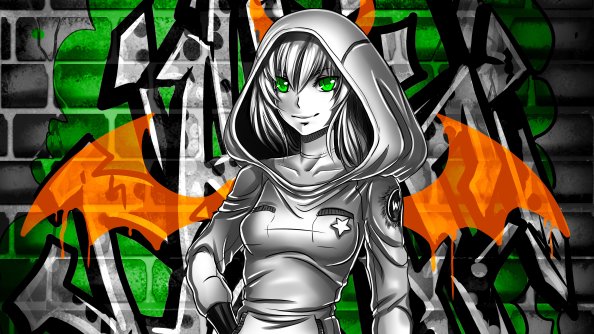 Wall Graffiti Coloring Girl 4k