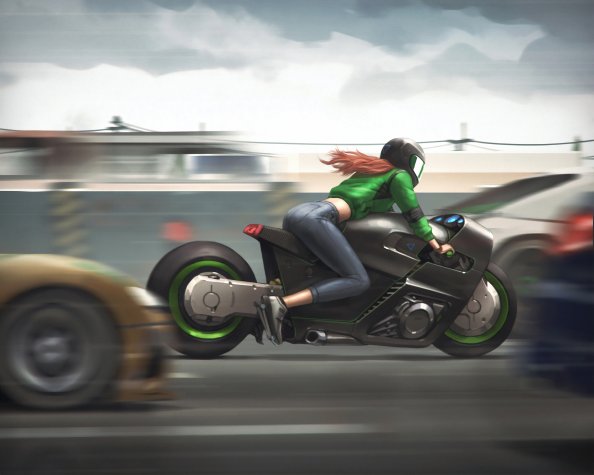 Girl On Bike 4k Art